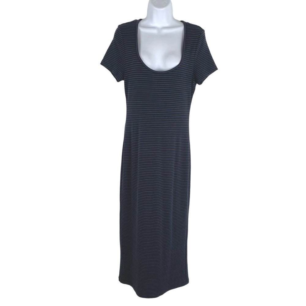 Marine Layer Womens‎ Dress Large Short Sleeve Striped Tencel Blend DR-1323